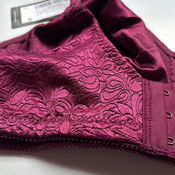 Bali Double Support Lace Wireless Bra Size 40B Lacy Purple‎ Maroon - Picture 8 of 8